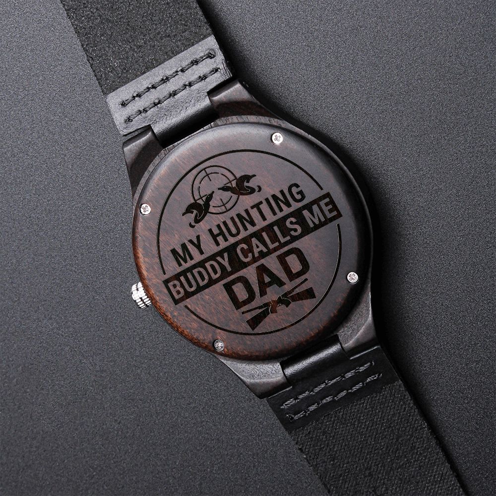 Hunting Buddy "Engraved Wooden" Watch