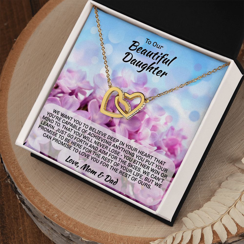 Parents to Daughter gift "Interlocking Hearts" Necklace (#1-3)