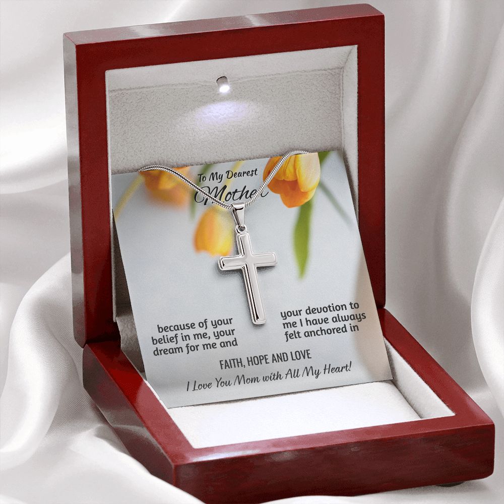 Mom gift "Artisan Crafted Cross" Necklace (card 11)