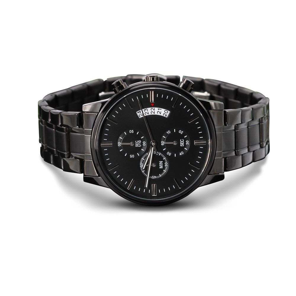 Luxury Box "Customizable Engraved Black Chronograph" Watch