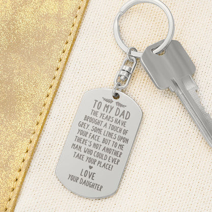 Daughter To Father "Engraved Dog Tag" Keychain