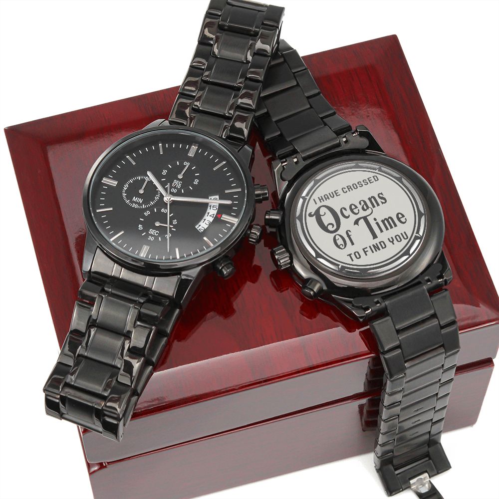 Oceans Of Time "Engraved Design Black Chronograph" Watch
