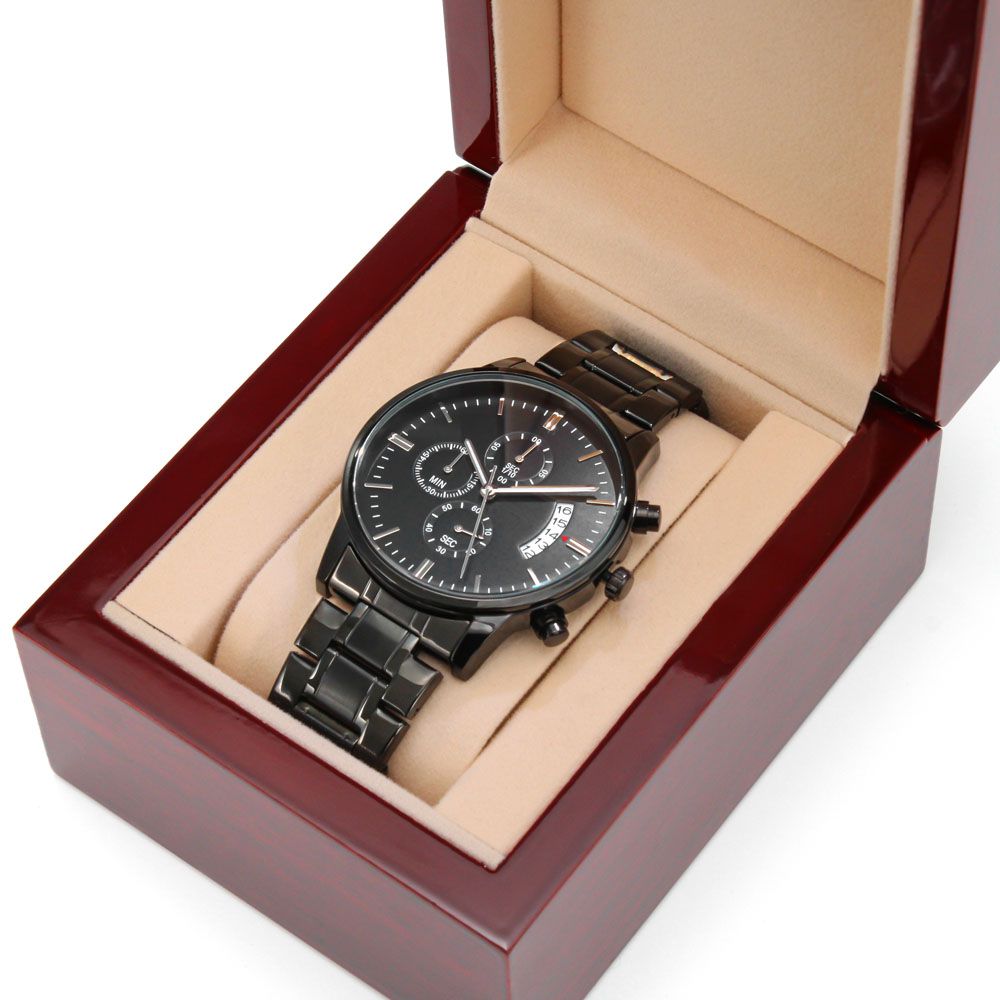 To My King "Engraved Design Black Chronograph" Watch