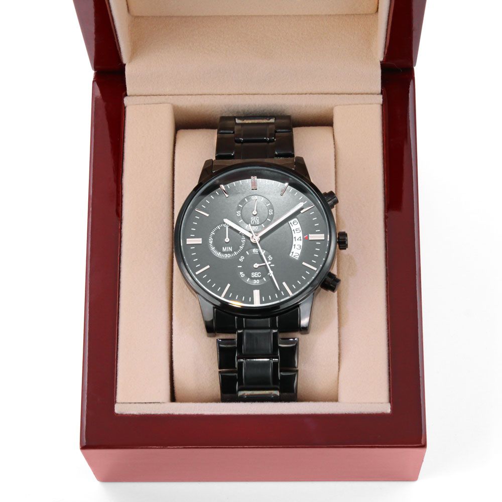To My King "Engraved Design Black Chronograph" Watch