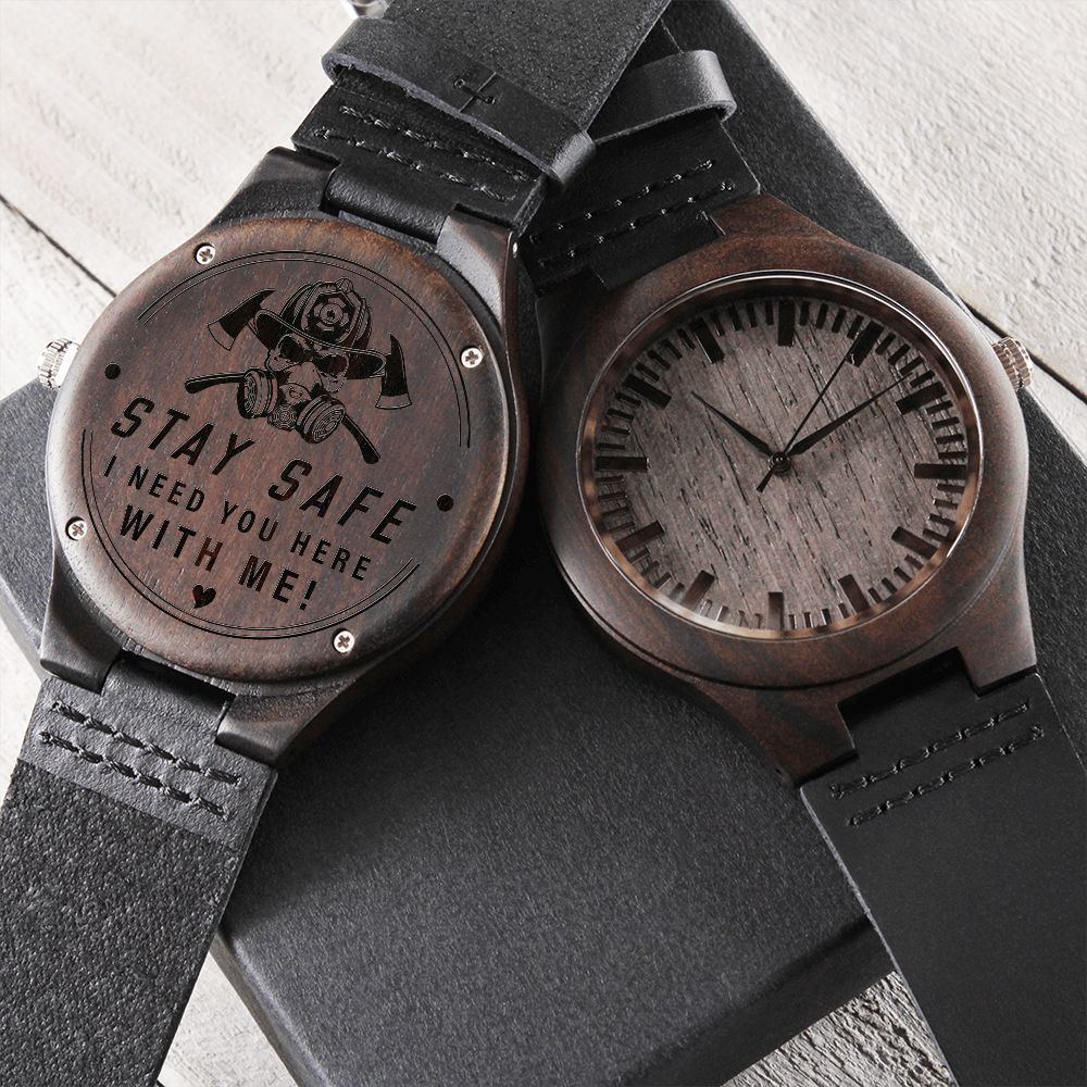 Stay Safe "Engraved Wooden" Watch
