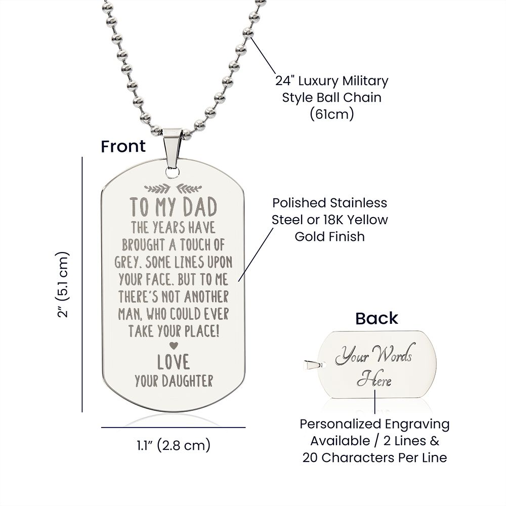 Daughter to Fathers "Engraved Dog Tag" Necklace