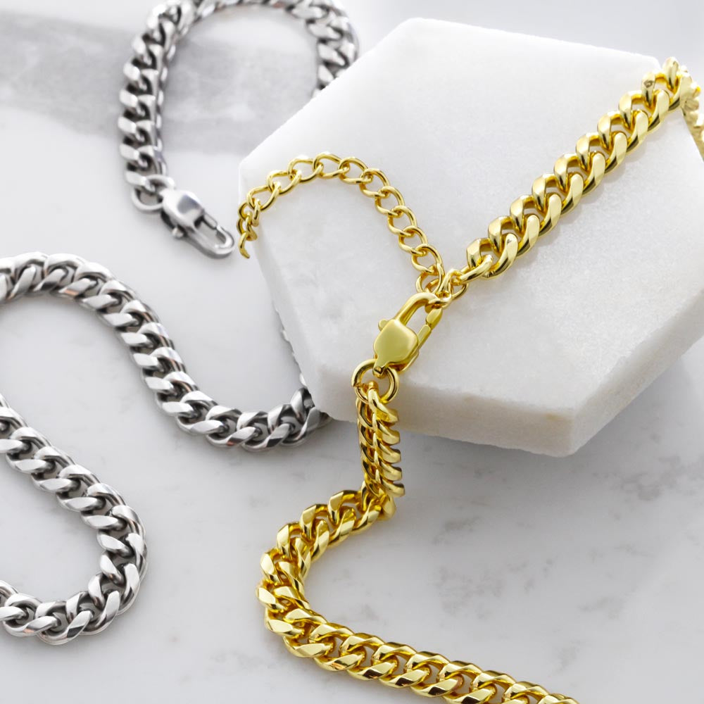 To Son "Be A Warrior" Cuban Link Chain Necklace