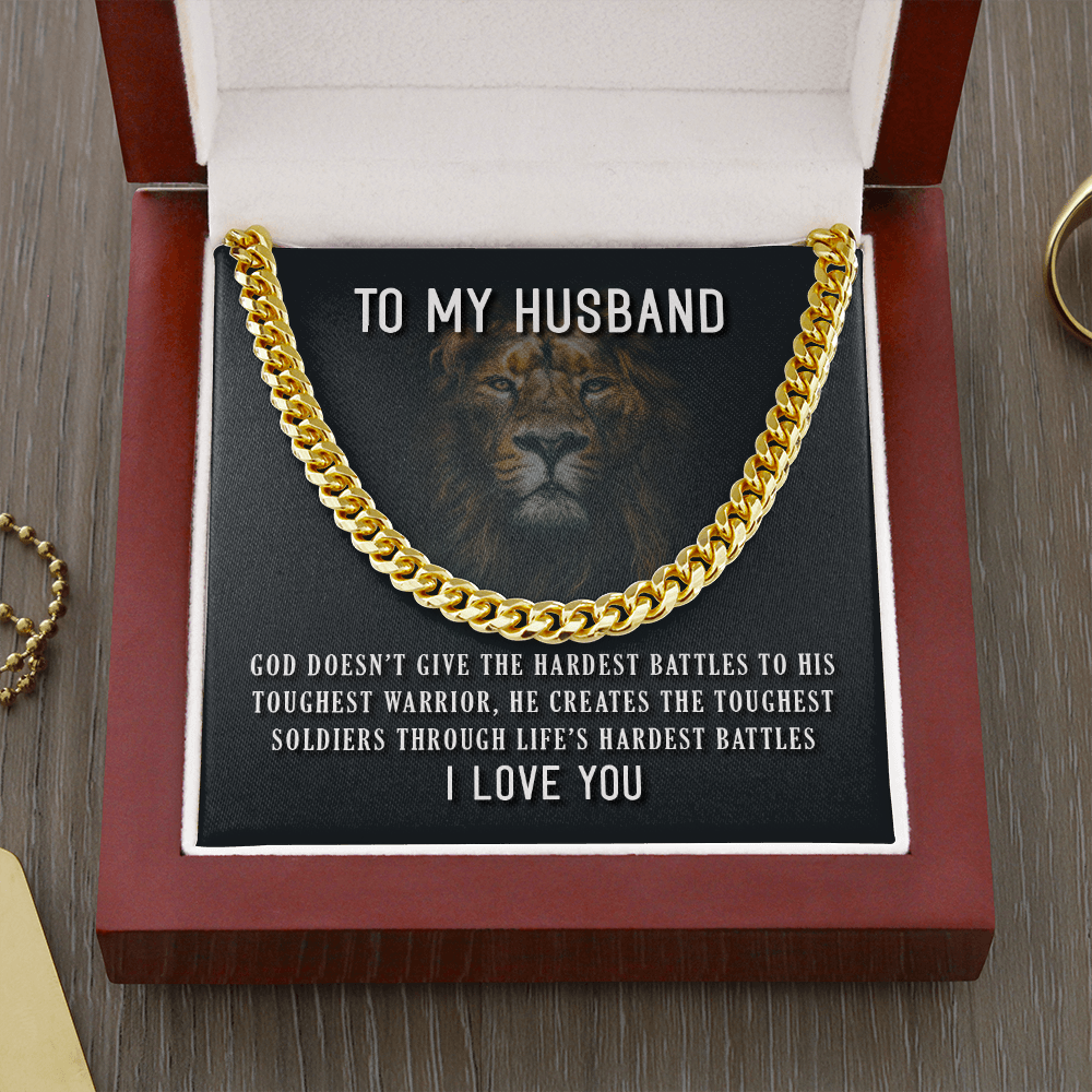 To Husband "Hardest Battles" Cuban Link Chain Necklace