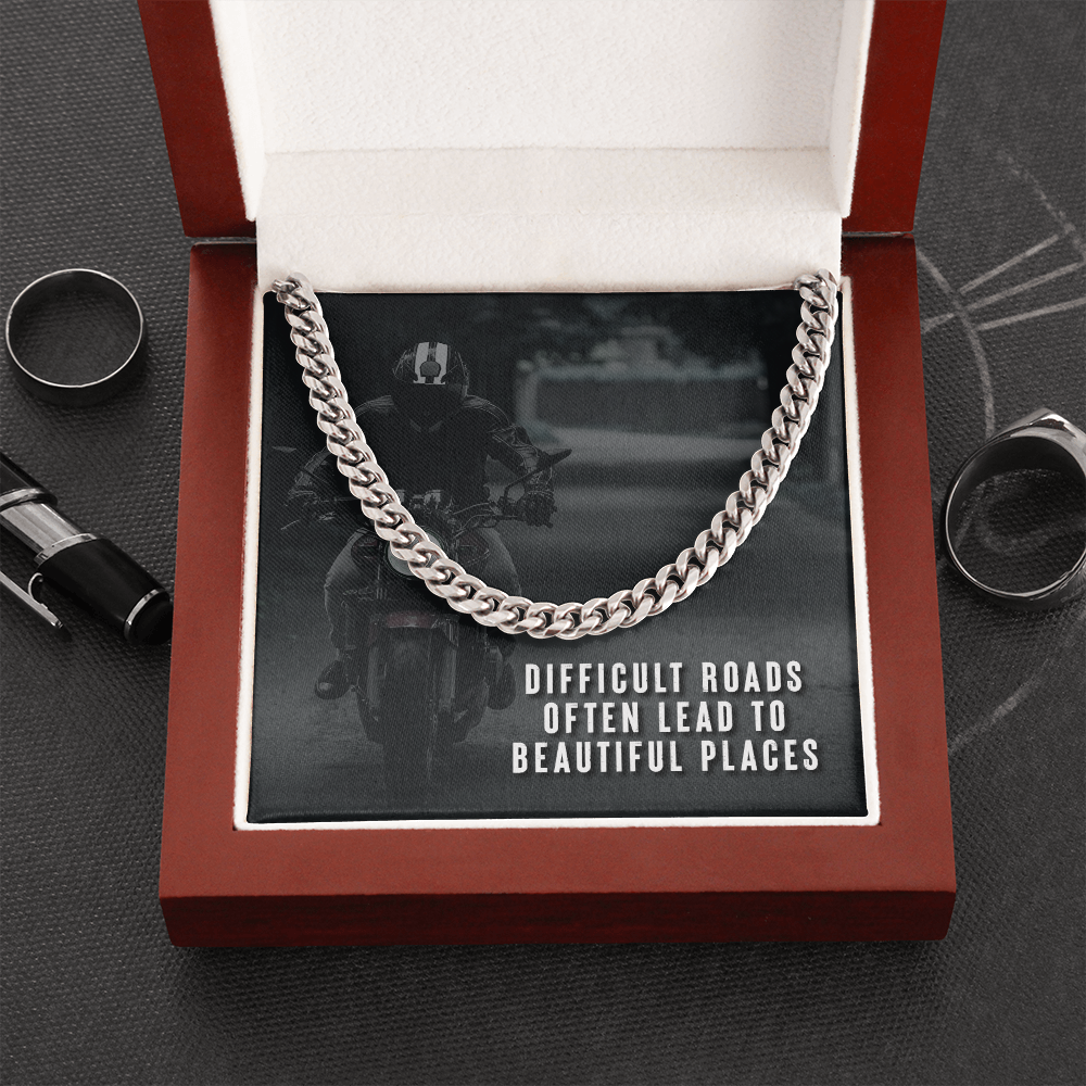 Cuban Link Chain Necklace "Difficult Roads"