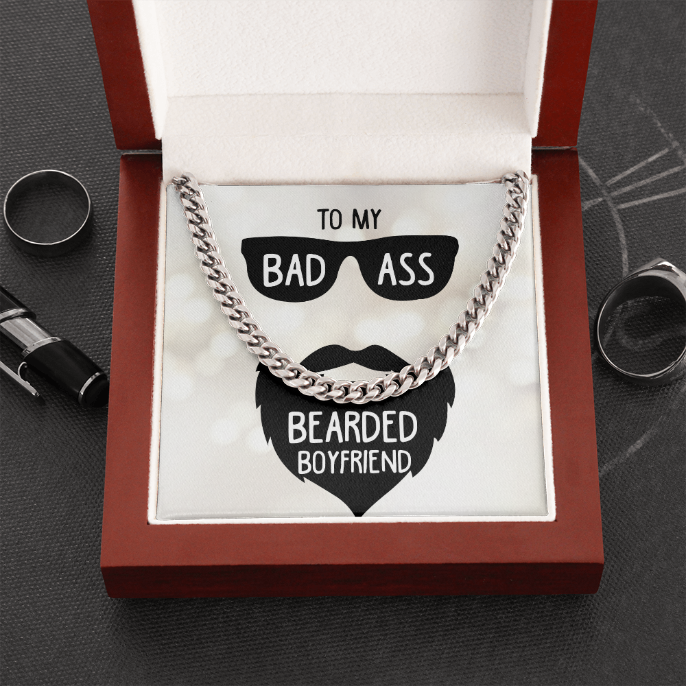 To Boyfriend Cuban Link Chain Necklace "Badass"
