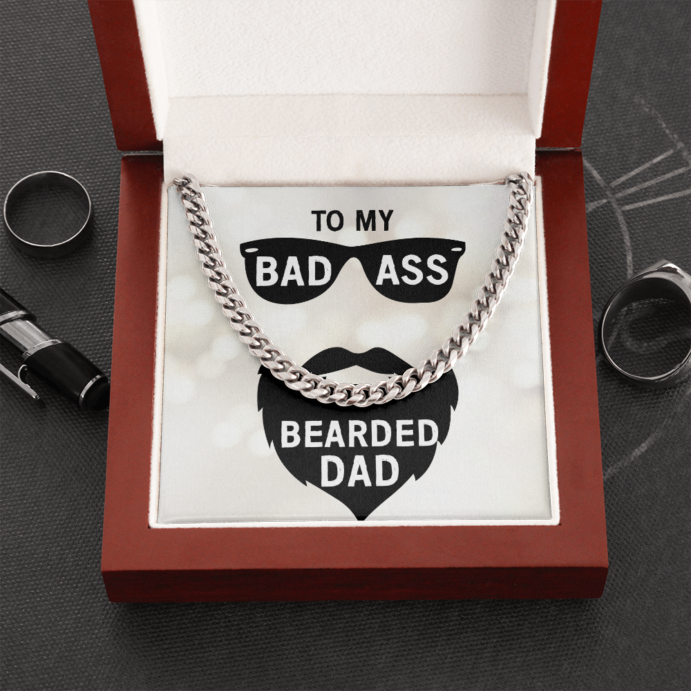To Dad Cuban Link Chain Necklace "Badass"