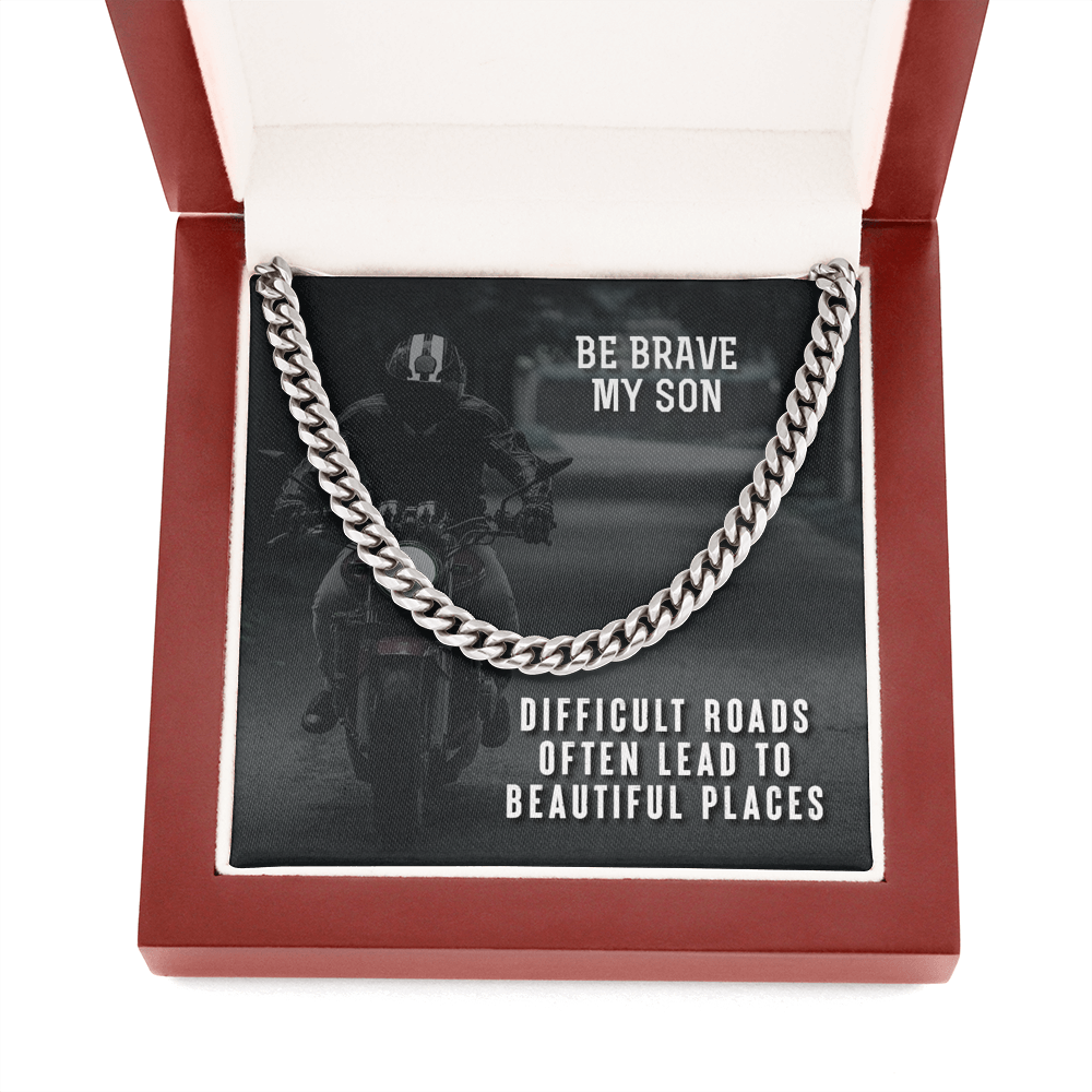 To Son "Be Brave" Cuban Link Chain Necklace