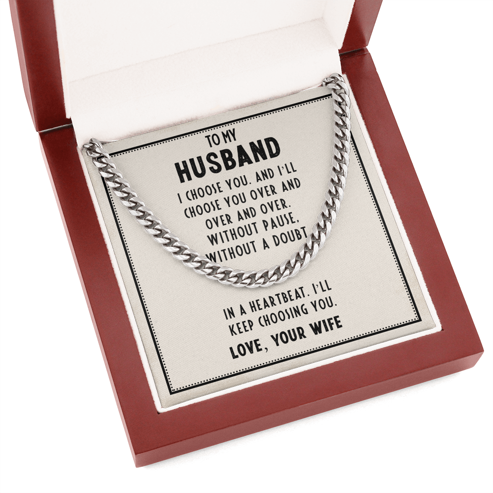 To Husband "I Choose You" Cuban Link Chain Necklace