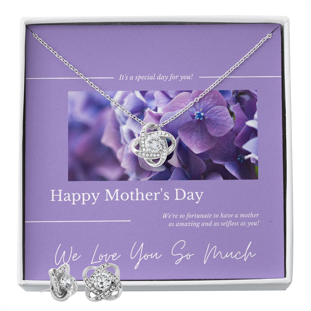 Family to Mother gift "Love Knot Earring & Necklace set" (#31)