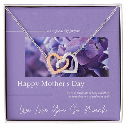 Family to Mother gift "Interlock Heart" Necklace (#31-1)
