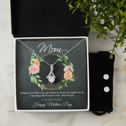 Mother's Day gift "Alluring Beauty Necklace & CZ Earring" (#67)