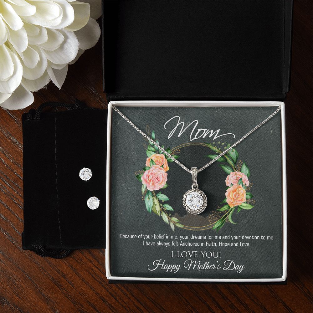 Mother's Day gift "Eternal Hope Necklace & CZ Earring" (#67)