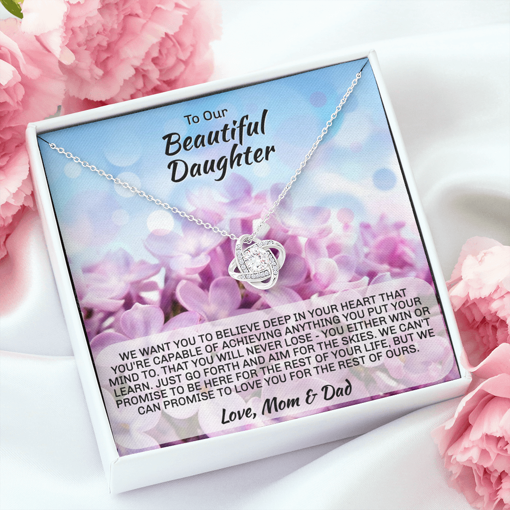 Daughter gift "Love Knot" Necklace (card 1-3)
