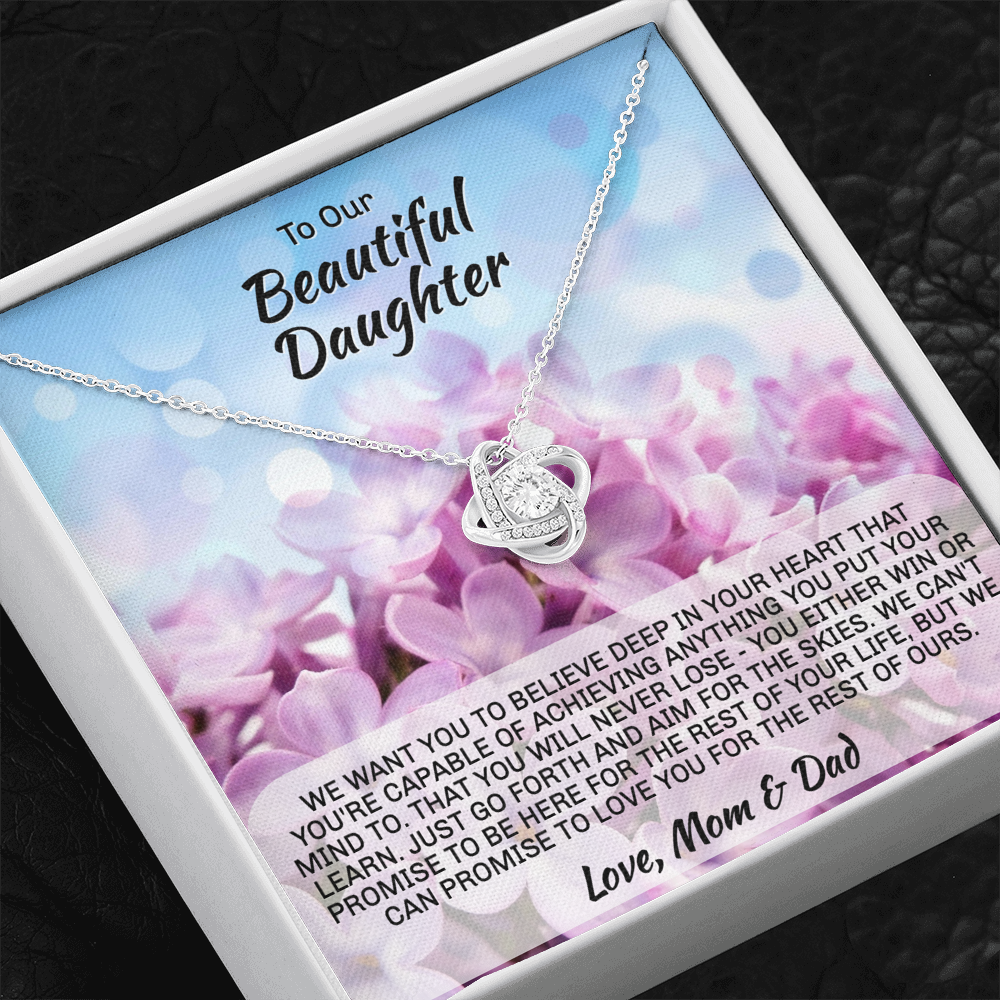 Daughter gift "Love Knot" Necklace (card 1-3)