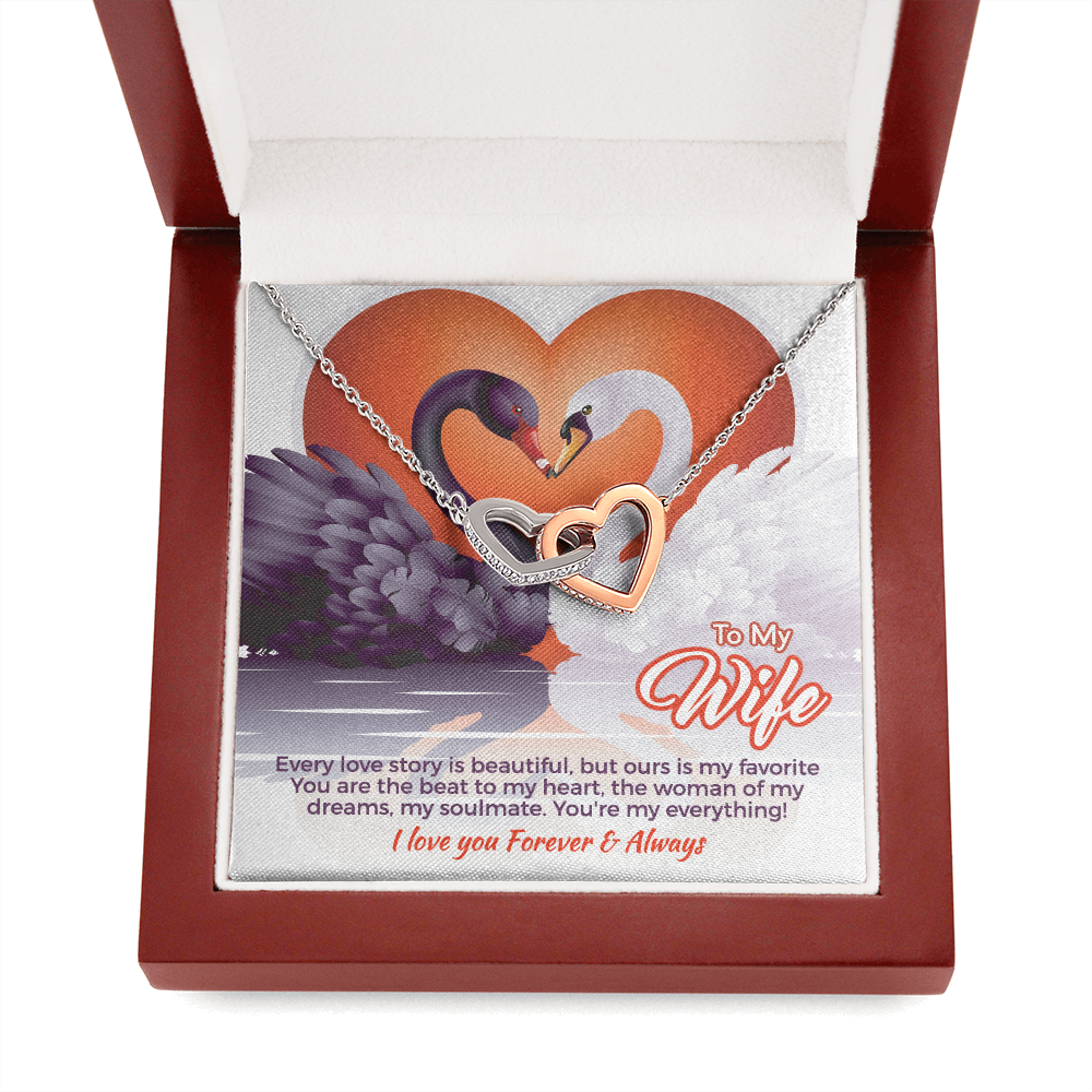 Wife gift "Interlocking Hearts" Necklace (card 59)