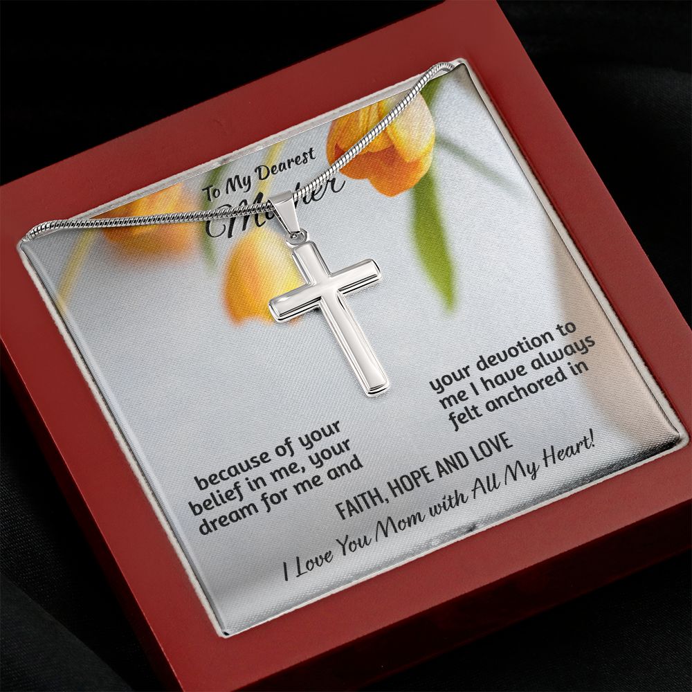 Mom gift "Artisan Crafted Cross" Necklace (card 11)